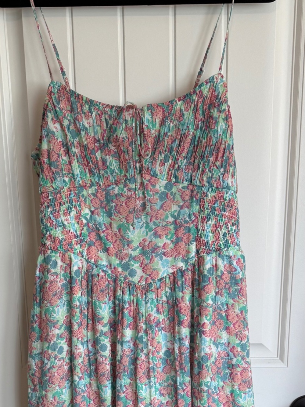 American Eagle Corset Tiered Midi Dress Floral Boho Cottage Beachy Cotton L NWT